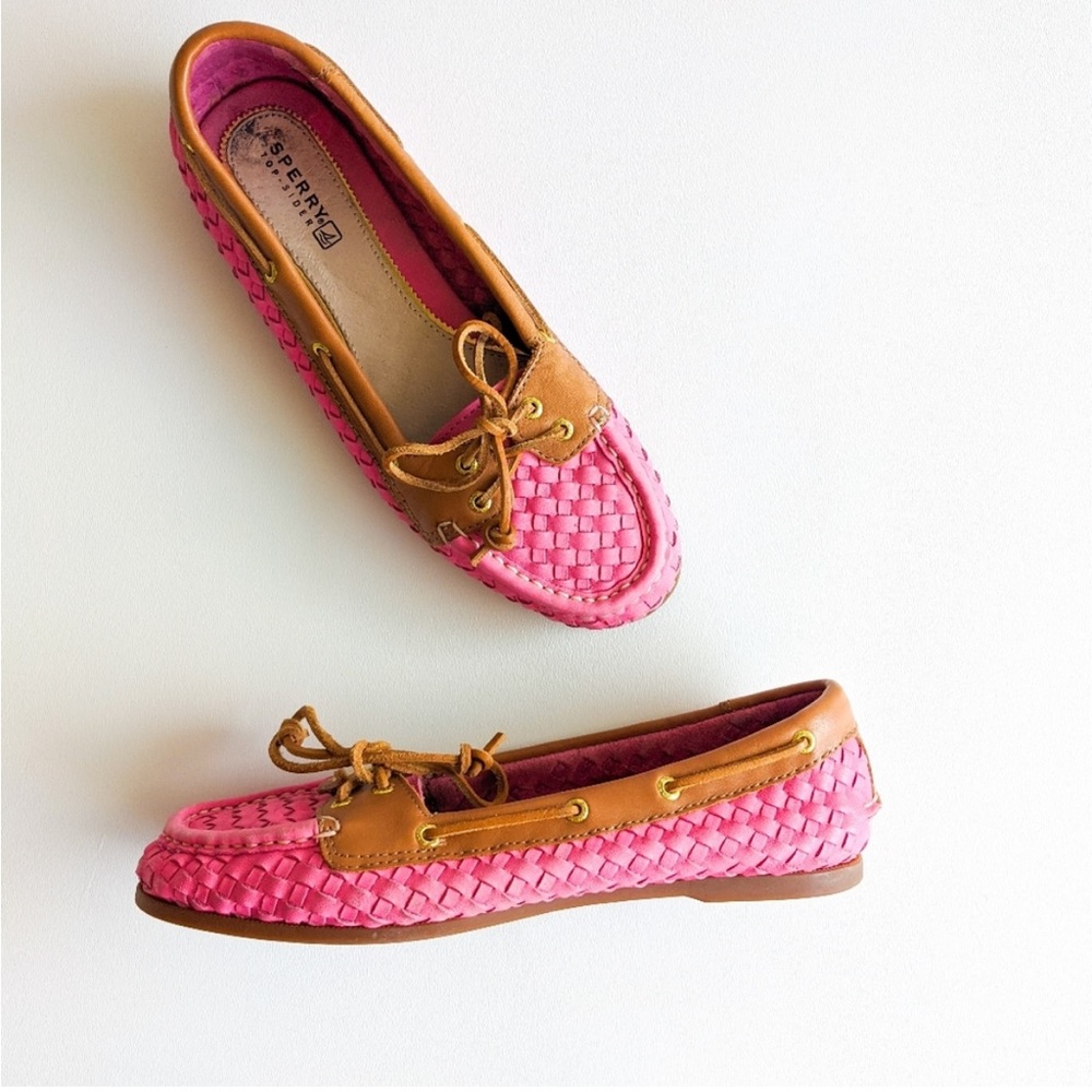 Sperry Pink Audrey Woven Top Siders Boat Shoes